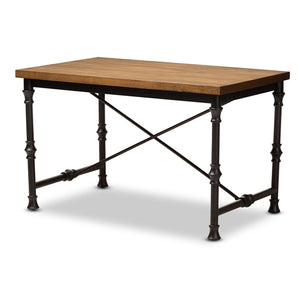 Baxton Studio Verdin Vintage Rustic Industrial Style Wood Finished Criss Cross Desk