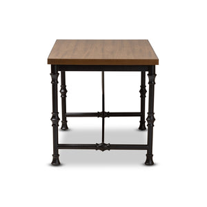 Baxton Studio Verdin Vintage Rustic Industrial Style Wood And Dark Bronze-Finished Criss Cross Desk