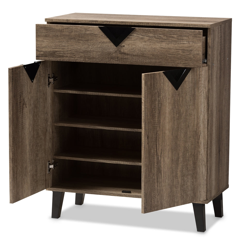 Baxton Studio Wales Modern And Contemporary Light Brown Wood Shoe Storage Cabinet