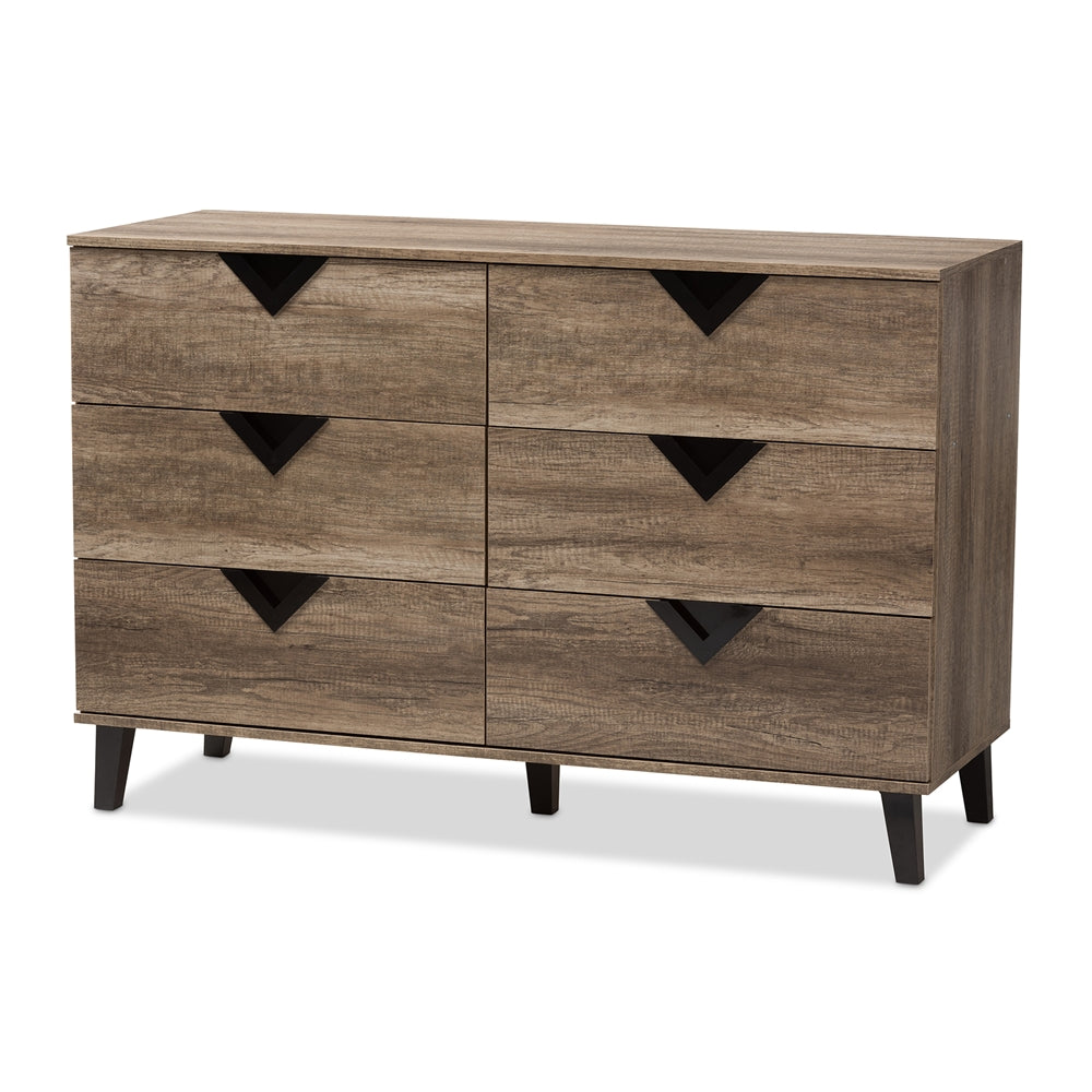 Baxton Studio Wales Modern And Contemporary Light Brown Wood 6-Drawer Dresser