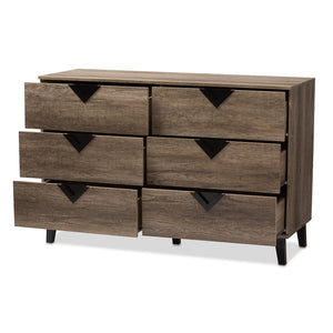 Baxton Studio Wales Modern And Contemporary Light Brown Wood 6-Drawer Dresser