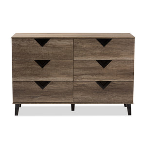 Baxton Studio Wales Modern And Contemporary Light Brown Wood 6-Drawer Dresser