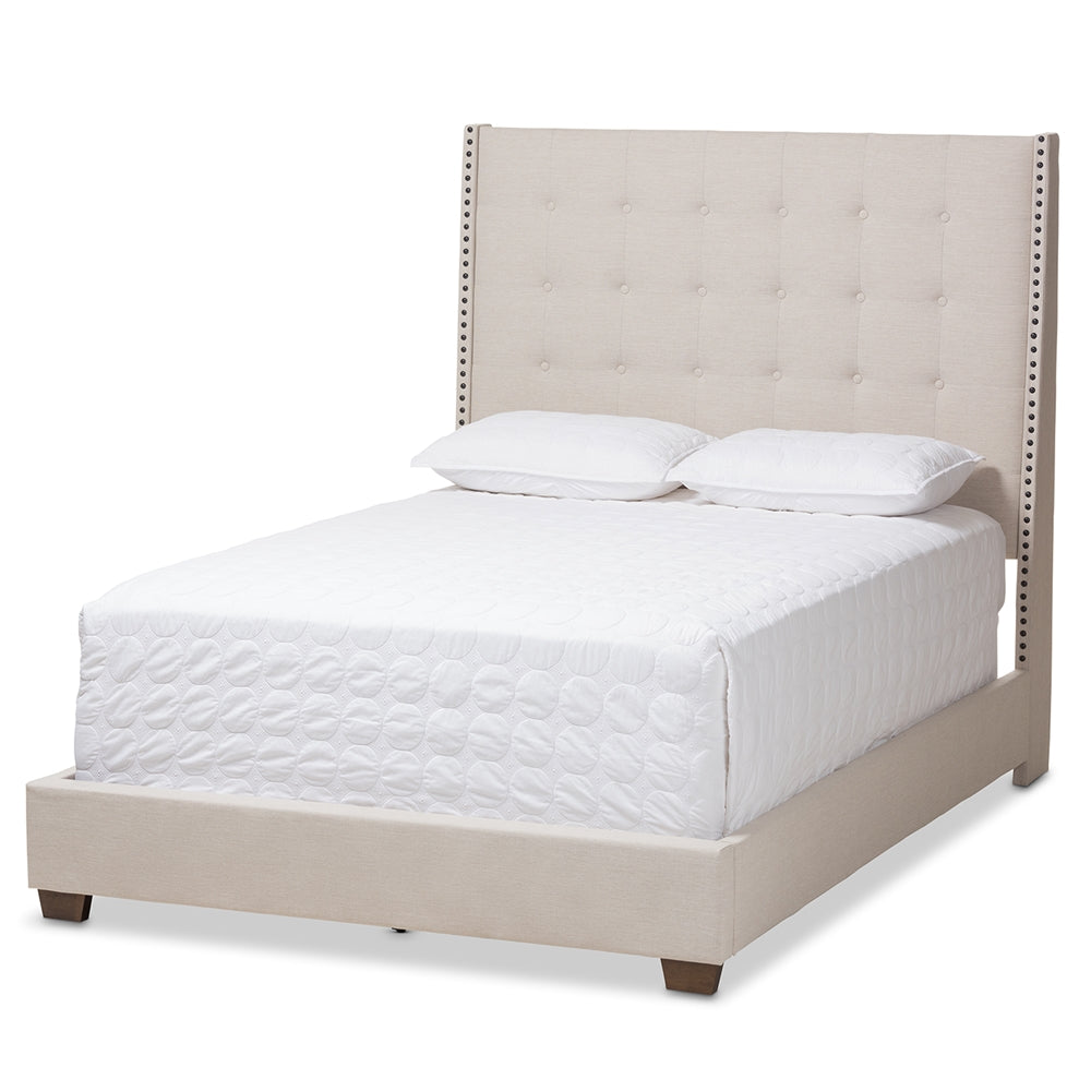 Baxton Studio Georgette Modern And Contemporary Light Beige Fabric Upholstered Queen Size Bed