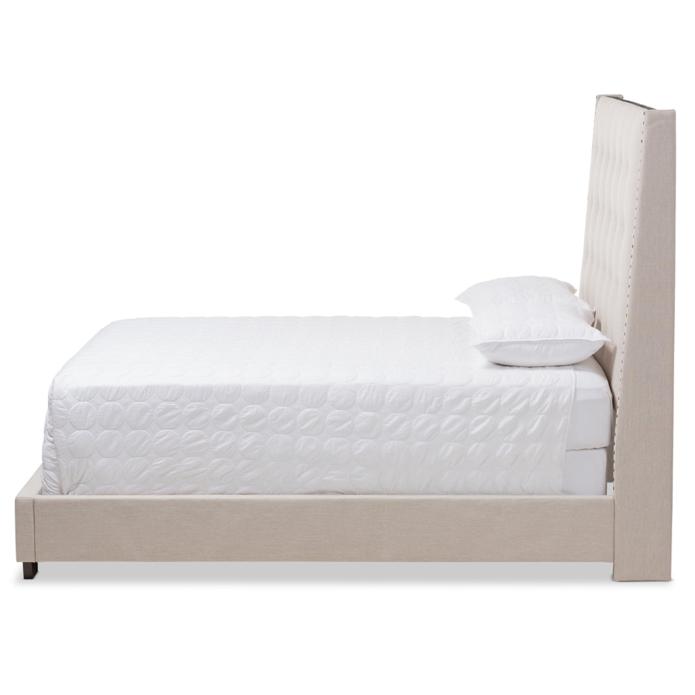 Baxton Studio Georgette Modern And Contemporary Light Beige Fabric Upholstered Queen Size Bed