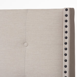 Baxton Studio Georgette Modern And Contemporary Light Beige Fabric Upholstered Queen Size Bed