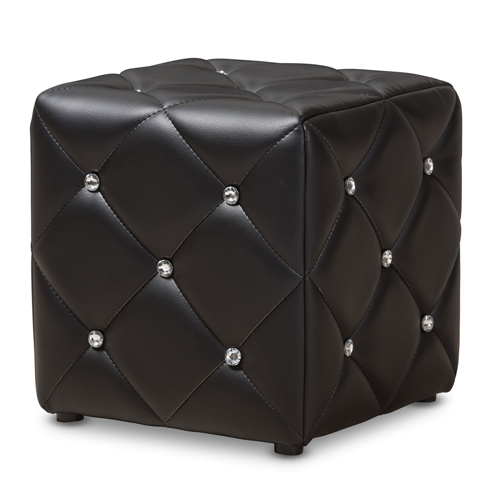 Baxton Studio Stacey Modern And Contemporary Black Faux Leather Upholstered Ottoman