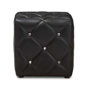 BAXTON STUDIO STACEY MODERN AND CONTEMPORARY BLACK FAUX LEATHER UPHOLSTERED OTTOMAN