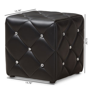 Baxton Studio Stacey Modern And Contemporary Black Faux Leather Upholstered Ottoman