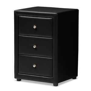 Baxton Studio Tessa Modern and Contemporary Faux Leather Upholstered 3-Drawer Nightstand