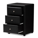 Load image into Gallery viewer, Baxton Studio Tessa Modern And Contemporary Black Faux Leather Upholstered 3-Drawer Nightstand
