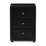 Load image into Gallery viewer, Baxton Studio Tessa Modern And Contemporary Black Faux Leather Upholstered 3-Drawer Nightstand
