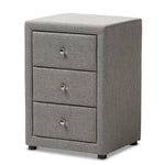 Load image into Gallery viewer, Baxton Studio Tessa Modern And Contemporary Grey Fabric Upholstered 3-Drawer Nightstand
