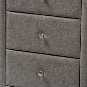 Baxton Studio Tessa Modern And Contemporary Grey Fabric Upholstered 3-Drawer Nightstand