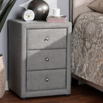 Load image into Gallery viewer, Baxton Studio Tessa Modern And Contemporary Grey Fabric Upholstered 3-Drawer Nightstand
