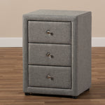 Load image into Gallery viewer, Baxton Studio Tessa Modern And Contemporary Grey Fabric Upholstered 3-Drawer Nightstand
