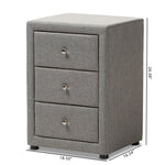 Load image into Gallery viewer, Baxton Studio Tessa Modern And Contemporary Grey Fabric Upholstered 3-Drawer Nightstand
