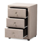 Load image into Gallery viewer, Baxton Studio Tessa Modern And Contemporary Beige Fabric Upholstered 3-Drawer Nightstand
