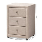 Load image into Gallery viewer, Baxton Studio Tessa Modern And Contemporary Beige Fabric Upholstered 3-Drawer Nightstand
