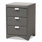 Load image into Gallery viewer, Baxton Studio Talia Modern And Contemporary Grey Fabric Upholstered 3-Drawer Nightstand
