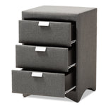 Load image into Gallery viewer, Baxton Studio Talia Modern And Contemporary Grey Fabric Upholstered 3-Drawer Nightstand
