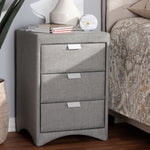 Load image into Gallery viewer, Baxton Studio Talia Modern And Contemporary Grey Fabric Upholstered 3-Drawer Nightstand
