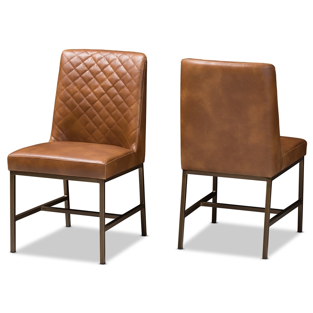 Baxton Studio Margaux Modern Luxe Light Brown Faux Leather Upholstered Dining Chair (Set Of 2)