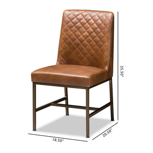 Baxton Studio Margaux Modern Luxe Light Brown Faux Leather Upholstered Dining Chair (Set Of 2)