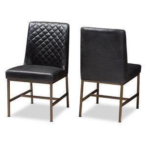 Baxton Studio Margaux Modern Luxe Black Faux Leather Upholstered Dining Chair (Set Of 2)