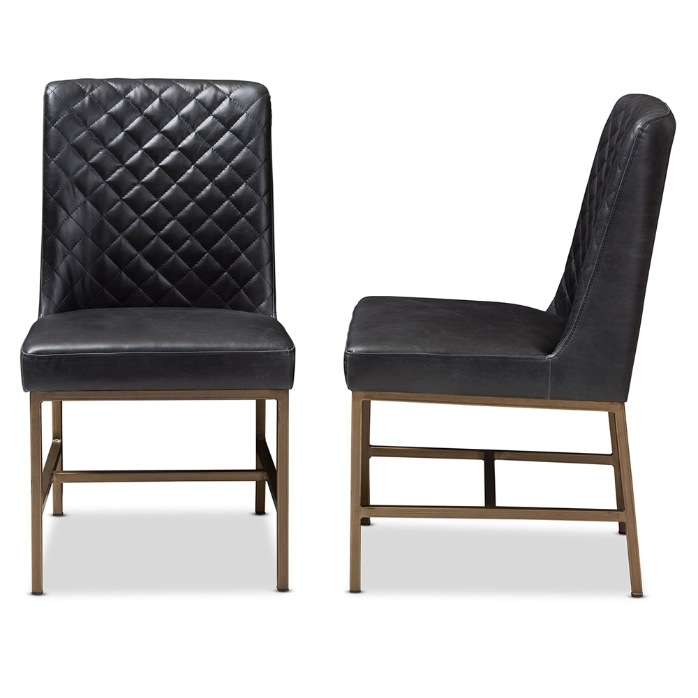 Baxton Studio Margaux Modern Luxe Black Faux Leather Upholstered Dining Chair (Set Of 2)