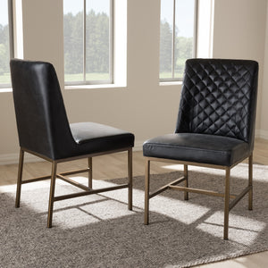 Baxton Studio Margaux Modern Luxe Black Faux Leather Upholstered Dining Chair (Set Of 2)