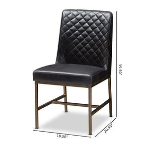 Baxton Studio Margaux Modern Luxe Black Faux Leather Upholstered Dining Chair (Set Of 2)