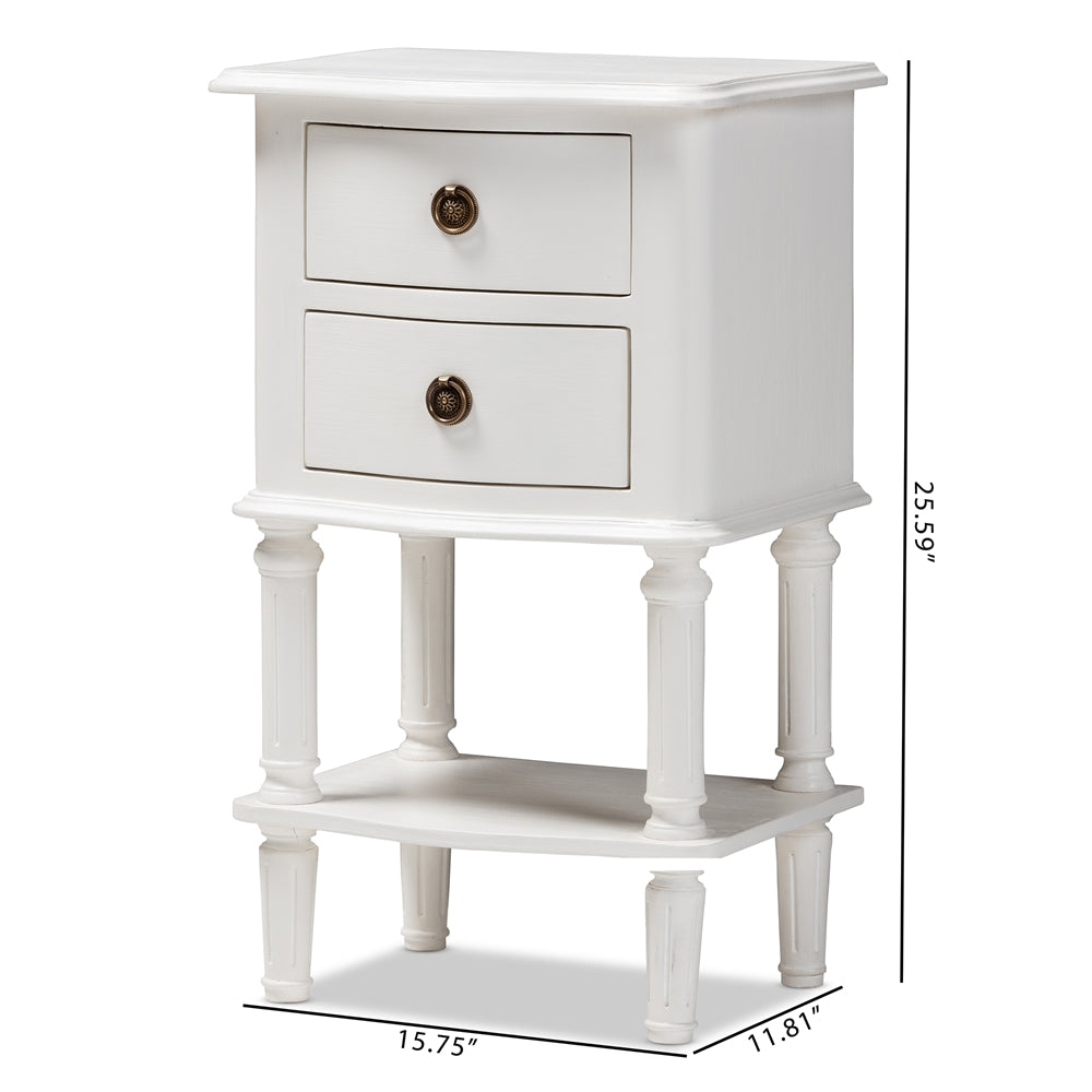 Baxton Studio Audrey Country Cottage Farmhouse White Finished 2-Drawer Nightstand