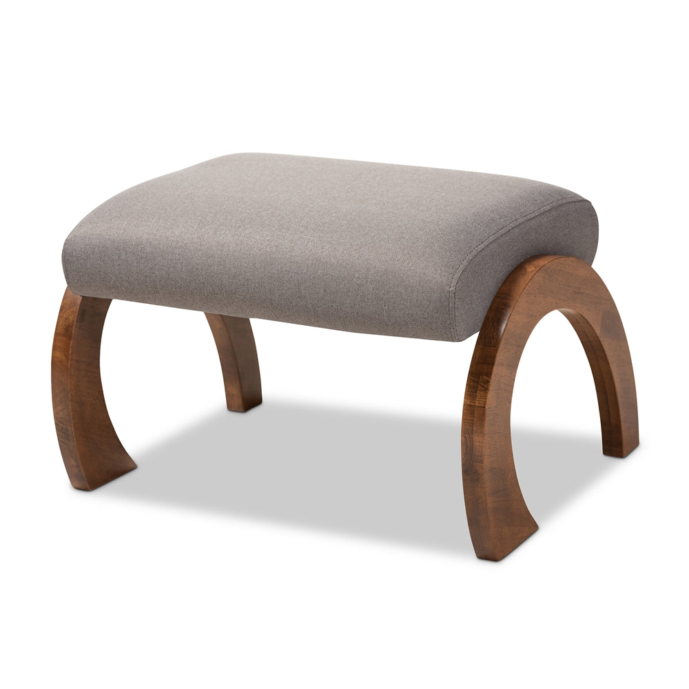 Baxton Studio Sandrine Modern and Contemporary Fabric Upholstered Walnut Brown Finished Wood Ottoman