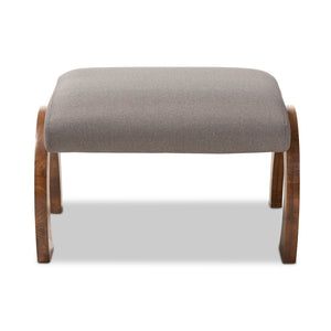 Baxton Studio Sandrine Modern and Contemporary Fabric Upholstered Walnut Brown Finished Wood Ottoman