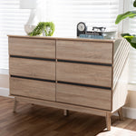 Load image into Gallery viewer, Baxton Studio Miren Mid-Century Modern Light Oak And Dark Grey 6-Drawer Dresser
