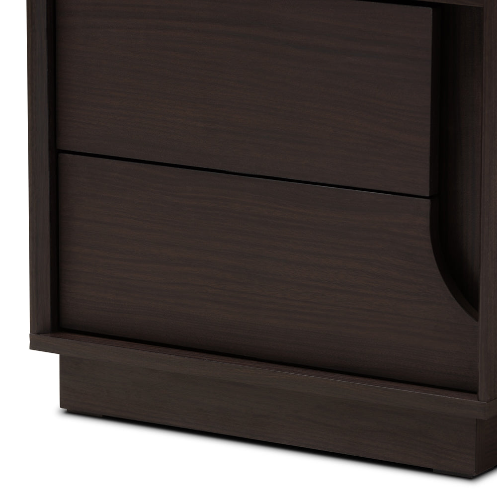 Baxton Studio Larsine Modern And Contemporary Brown Finished 2-Drawer Nightstand