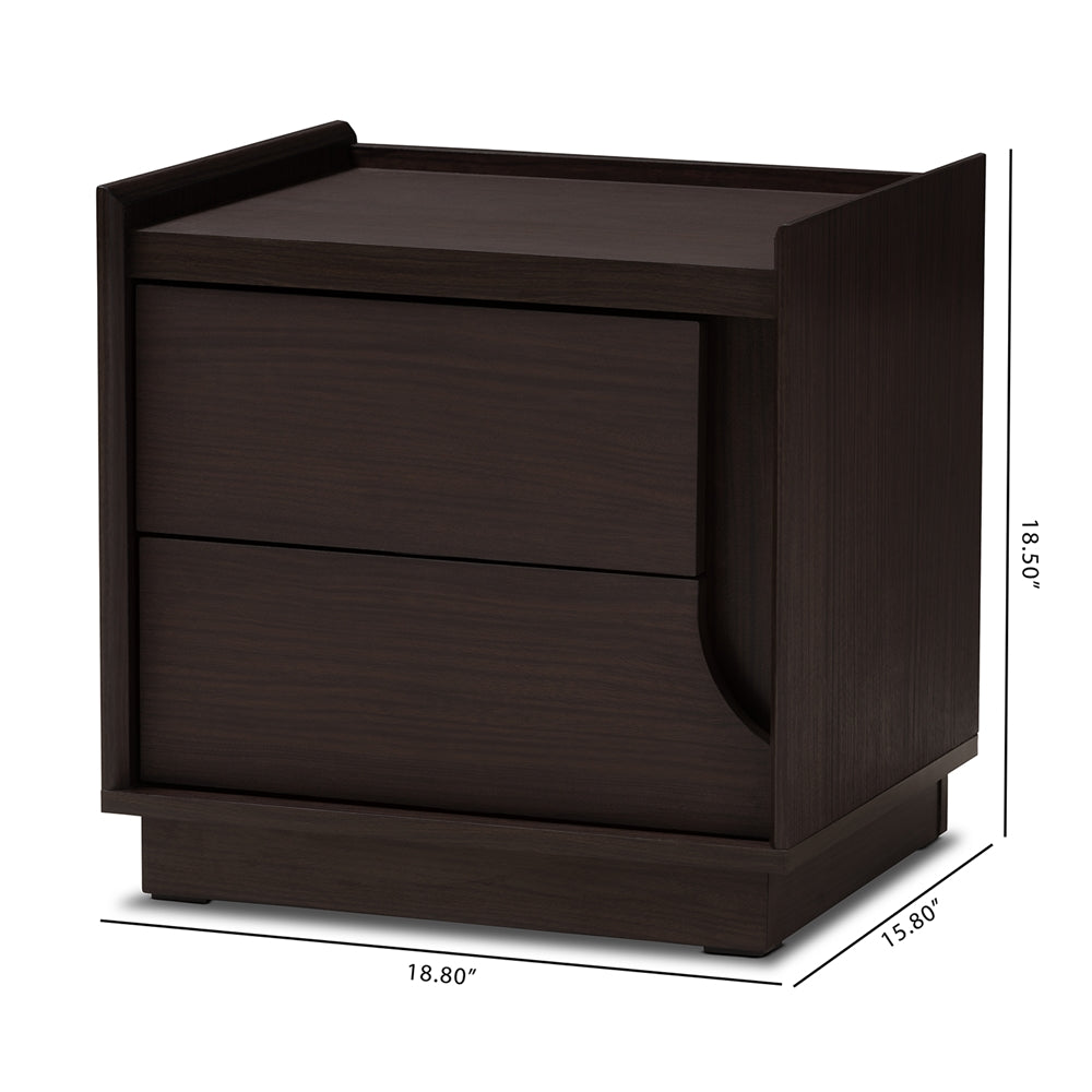 Baxton Studio Larsine Modern And Contemporary Brown Finished 2-Drawer Nightstand