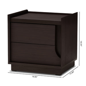 Baxton Studio Larsine Modern And Contemporary Brown Finished 2-Drawer Nightstand