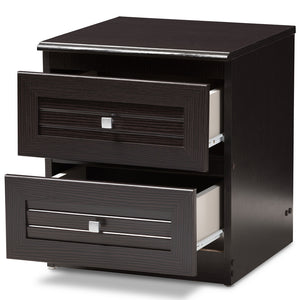 Baxton Studio Carine Modern And Contemporary Wenge Brown Finished 2-Drawer Nightstand