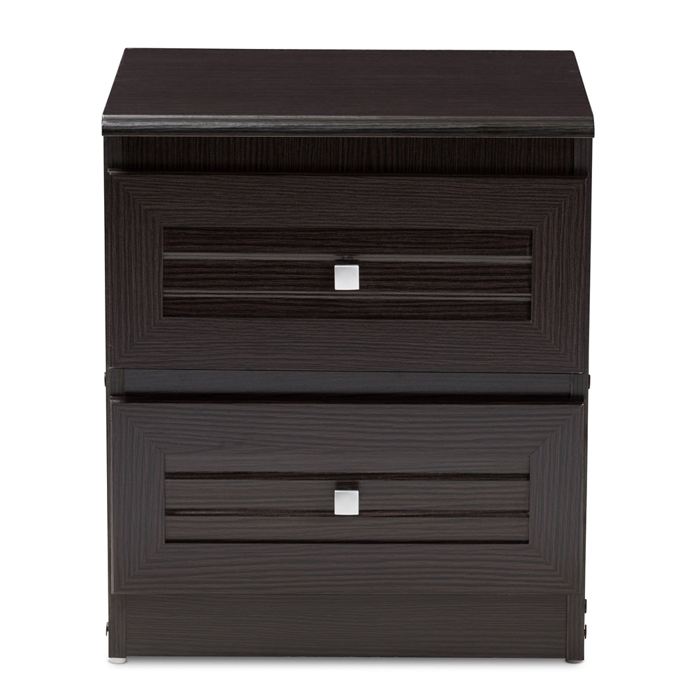 Baxton Studio Carine Modern And Contemporary Wenge Brown Finished 2-Drawer Nightstand