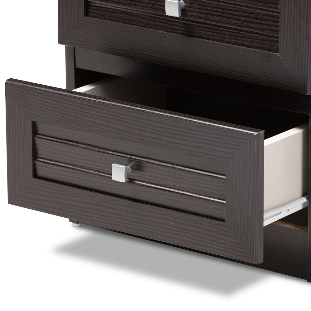 BAXTON STUDIO CARINE MODERN AND CONTEMPORARY WENGE BROWN FINISHED 2-DRAWER NIGHTSTAND