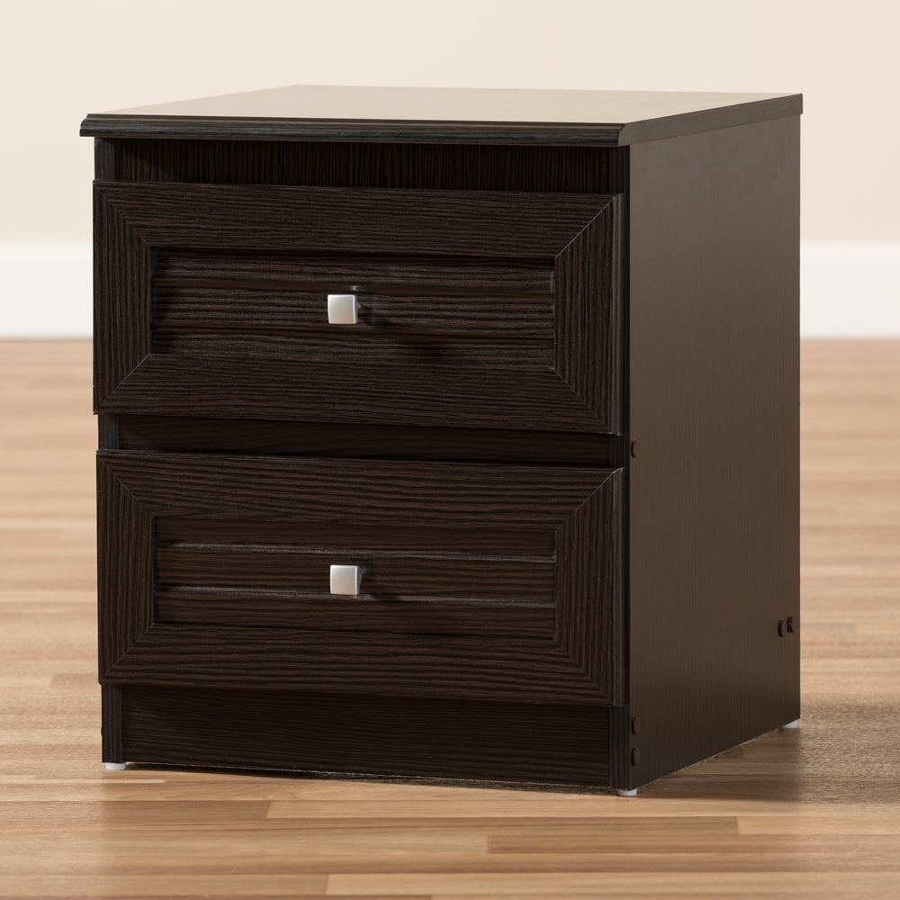 Baxton Studio Carine Modern And Contemporary Wenge Brown Finished 2-Drawer Nightstand