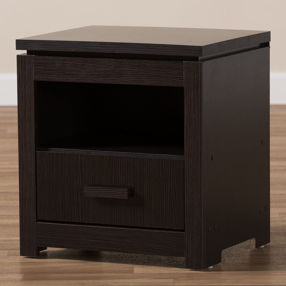 Baxton Studio Bienna Modern And Contemporary Wenge Brown Finished 1-Drawer Nightstand