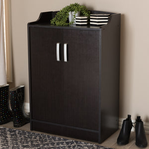 BAXTON STUDIO VERDELL MODERN AND CONTEMPORARY WENGE BROWN FINISHED SHOE CABINET