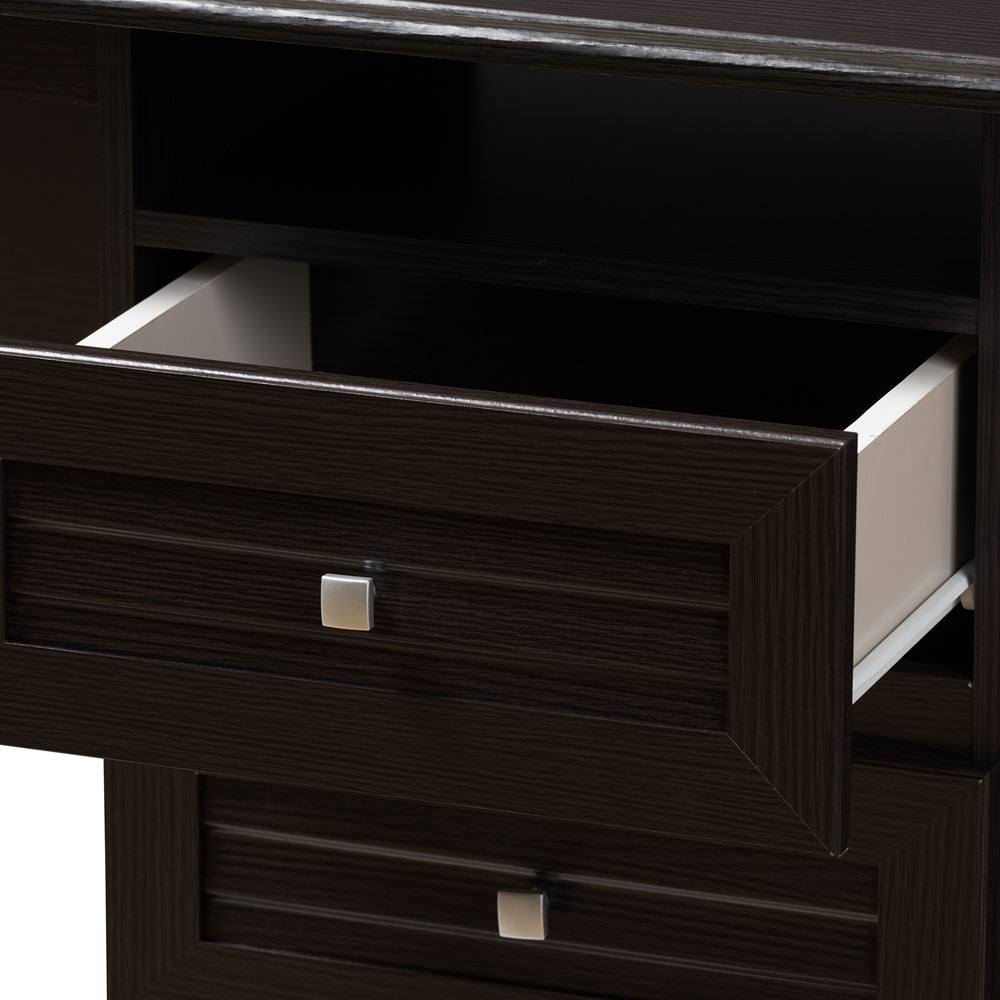 BAXTON STUDIO CARINE MODERN AND CONTEMPORARY WENGE BROWN FINISHED DESK