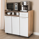 Load image into Gallery viewer, BAXTON STUDIO CHARMAIN MODERN AND CONTEMPORARY LIGHT OAK AND WHITE FINISH KITCHEN CABINET
