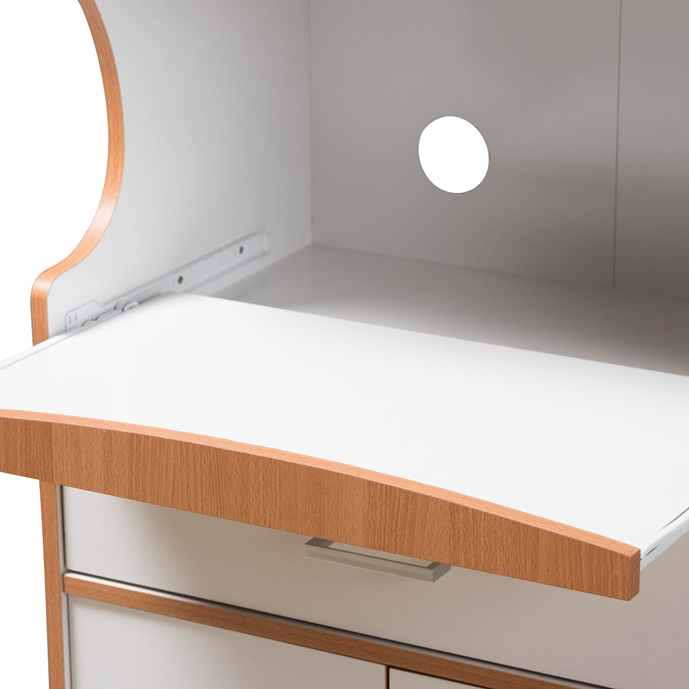 Baxton Studio Edonia Modern And Contemporary Beech Brown And White Finish Kitchen Cabinet