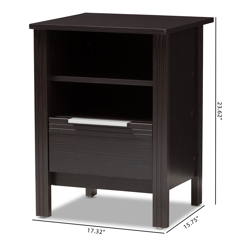 Baxton Studio Hamish Modern And Contemporary Wenge Brown Finished 1-Drawer Nightstand