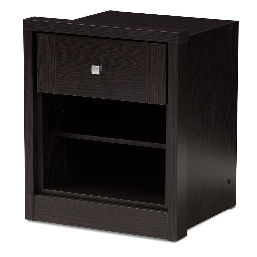 Baxton Studio Danette Modern And Contemporary Wenge Brown Finished 1-Drawer Nightstand