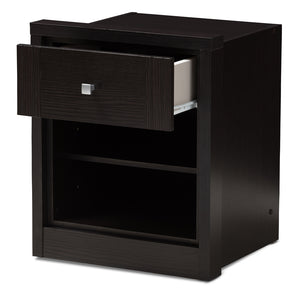 Baxton Studio Danette Modern And Contemporary Wenge Brown Finished 1-Drawer Nightstand